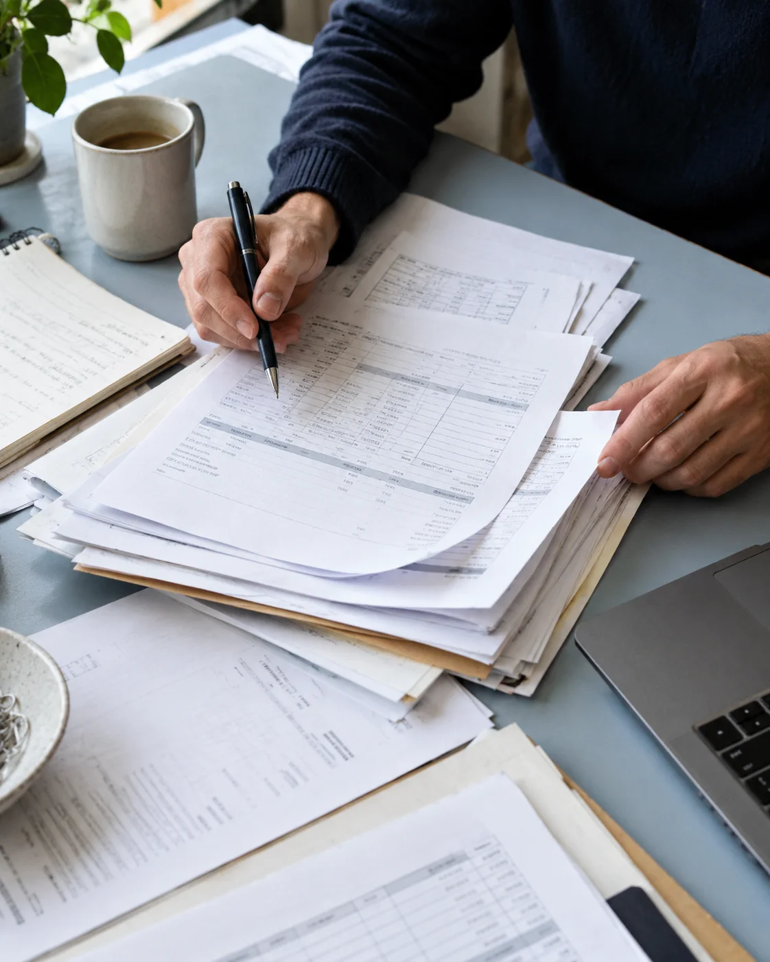 Illustrative photograph of invoice paperwork on a desk